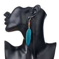 Drop Earrings Feather Bohemian Feather White Black Purple Green Pink Jewelry Party Daily Casual 2pcs