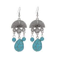 drop earrings silver plated turquoise alloy vintage bohemian geometric ...