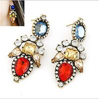 drop earrings gemstone alloy statement jewelry fashion red pink jewelr ...