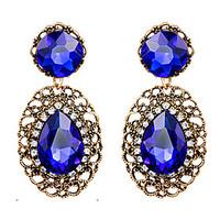 Drop Earrings Sapphire Gemstone Crystal Simulated Diamond Vintage Victorian Statement Jewelry Drop Dark Blue Jewelry Wedding Party Daily1