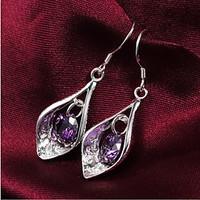 Drop Earrings Jewelry Women Wedding Party Zircon Silver Plated 1 pair As Per Picture