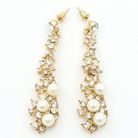 Drop Earrings Imitation Pearl Cubic Zirconia Alloy Fashion Gold Jewelry 1set