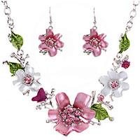 drop earrings necklace crystal dangling style petals cute style fashio ...