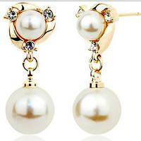 Drop Earrings Pearl Simulated Diamond Alloy Fashion Screen Color Jewelry 2pcs