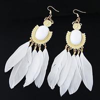 Drop Earrings Feather Alloy Statement Jewelry Fashion Feather Black Gray Red Blue Dark Green Jewelry Party Daily 1 pair