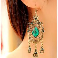 drop earrings gemstone alloy vintage victorian fashion drop green jewe ...