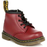 Dr Martens Infant Cherry Red Brooklee B Softy T Leather Boots boys\'s Children\'s Mid Boots in red
