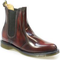 Dr Martens Flora Womens Burgundy Classic Rub Off Leather Boots women\'s Mid Boots in red