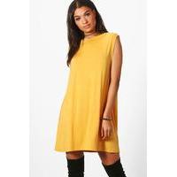 Drop Armhole T-Shirt Dress - mustard