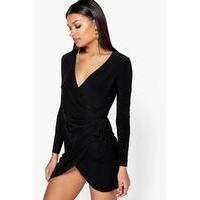 drape knot detail dress black