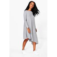 Drape Asymmetric Dress - grey marl