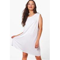 Drop Arm Hole T-Shirt Dress - white