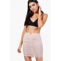 Drawcord Slinky Midi Skirt - sand