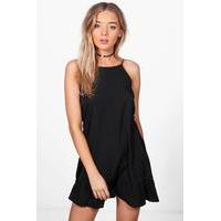 Drop Hem Strappy Sun Dress - black