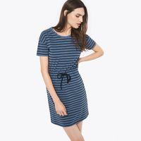 Dropped Shoulder Striped Dress - Hurricane Blue