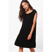 Drop Arm Hole T-Shirt Dress - black