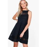 Drop Hem Crochet Dress - black