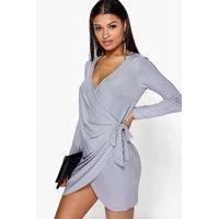 drape knot detail dress grey