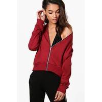 Drop Shoulder Bomber Jacket - wine