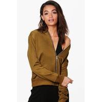 Drop Shoulder Bomber Jacket - khaki