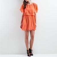 Dress with Short Ruffled Sleeves, Layered Effect