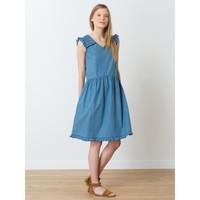 Dress with ruffles and pleats in a lightweight pure cotton denim, HOJI