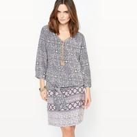 Draped Printed Dress