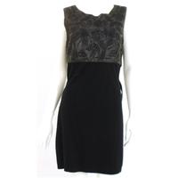 Dress Up Topshop Size 16 Black Part Faux Leather Dress with floral embroidery detail