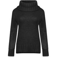 drama roll neck chunky knit jumper in black amara reya