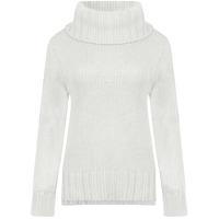 Drama Roll Neck Chunky Knit Jumper in Optic White  Amara Reya