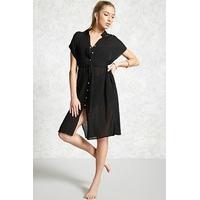 Draped Cover-Up Shirt Dress