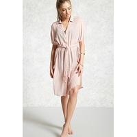 Draped Cover-Up Shirt Dress