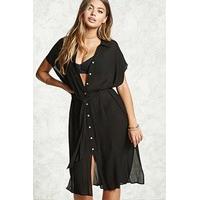 Draped Cover-Up Shirt Dress