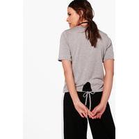 drawstring basic t shirt grey marl