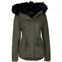 Dreimaster Stuffed anorak with detachable fur collar and lining 38536011 women\'s Jacket in green