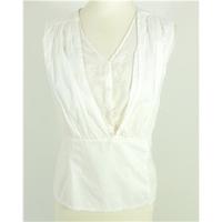 Dries Van Noten Size 38 (UK Size 10) 100% Cotton White Pleated and Layered Minimal Sleeveless Blouse