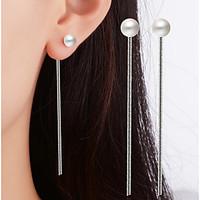 drop earrings imitation pearl dangling style classic silver plated all ...