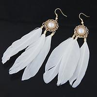 Drop Earrings Feather Alloy Fashion Feather Jewelry Party Daily Casual 2pcs