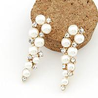 Drop Earrings Pearl Imitation Pearl Rhinestone Simulated Diamond Alloy White Jewelry 2pcs