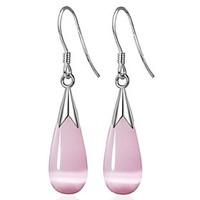 drop earrings sterling silver crystal stainless steel drop silver pink ...