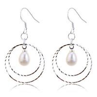 Drop Earrings Hoop Earrings Pearl Silver Plated Fashion White Jewelry Party Daily Casual 2pcs