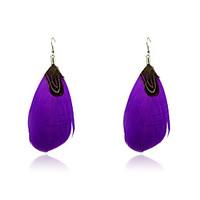 drop earrings feather alloy simple style feather purple red jewelry pa ...