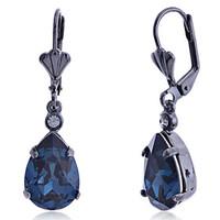 Drop Earrings Gemstone Crystal Simulated Diamond Alloy Fashion Drop Black Jewelry Party Daily Casual 2pcs