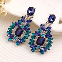 Drop Earrings Gemstone Cubic Zirconia Alloy Luxury Jewelry Blue Jewelry 2pcs