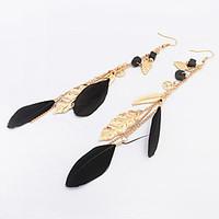 Drop Earrings Feather Alloy Bohemian Fashion White Black Green Khaki Jewelry Party Daily Casual 1 pair