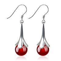 Drop Earrings Fashion Silver Sterling Silver Circle Flower Black Red Jewelry For Wedding Party Daily Casual Sports 1 Pair