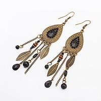 Drop Earrings Resin Alloy Fashion Vintage Leaf Black Red Blue Rainbow Jewelry Party Daily Casual 1 pair