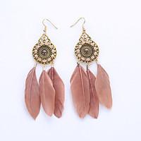 drop earrings hoop earrings earrings jewelry feather alloy fashion fea ...