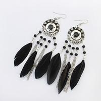 Drop Earrings Alloy Feather Flower Sunflower White Black Red Rainbow Jewelry Party 1 pair