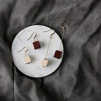 Drop Earrings Euramerican Fashion Wood Alloy Square Brown White Jewelry For Party Daily 1 Pair